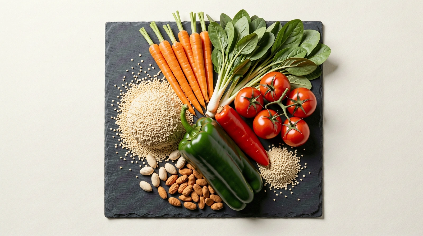 Čerstvé suroviny na kamenné desce